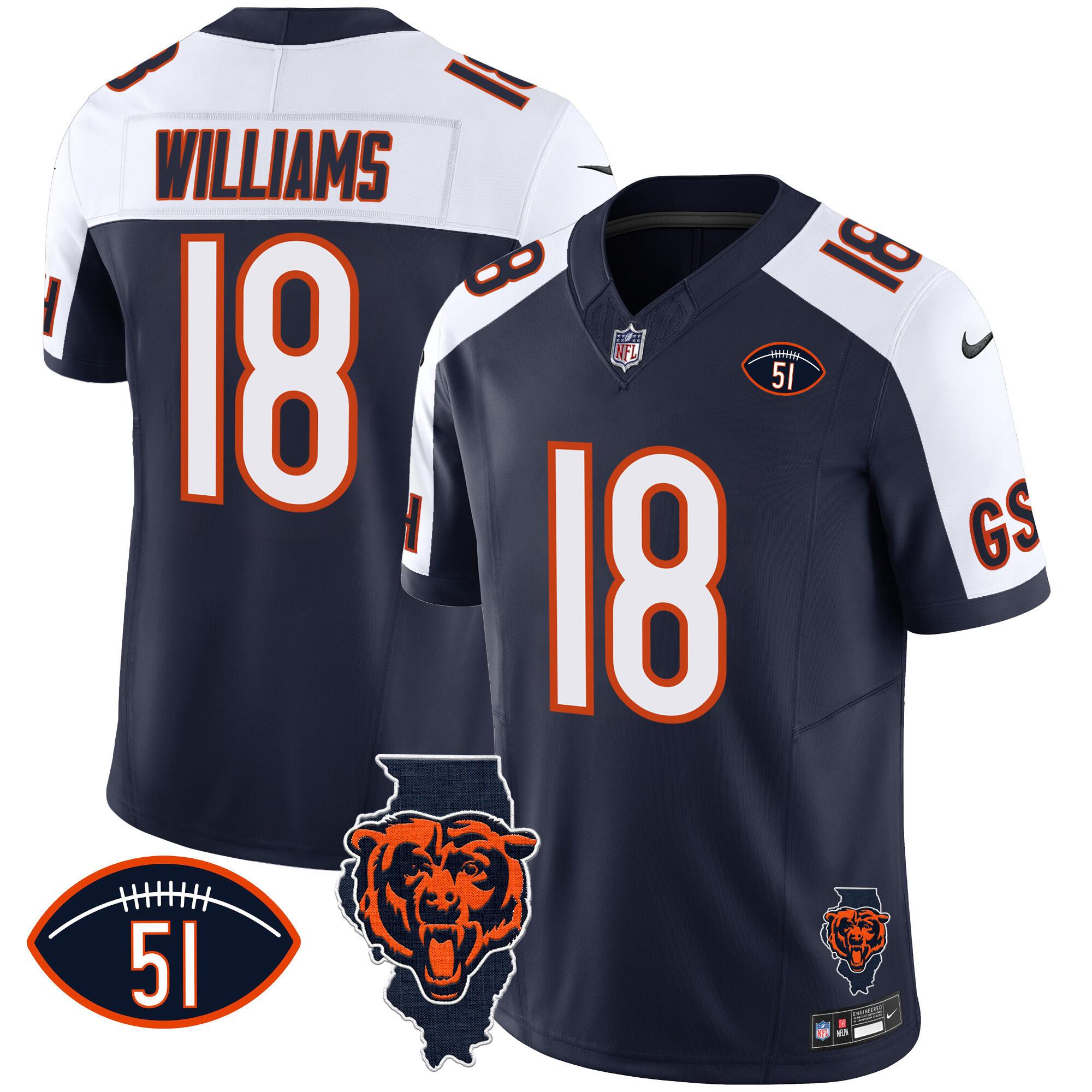 Men Chicago Bears 18 Williams blue 2024 Nike Limited NFL Jersey